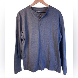 L.L. Bean Men's Two-Layer River Driver’s Charcoal Long Sleeve Henley  Medium